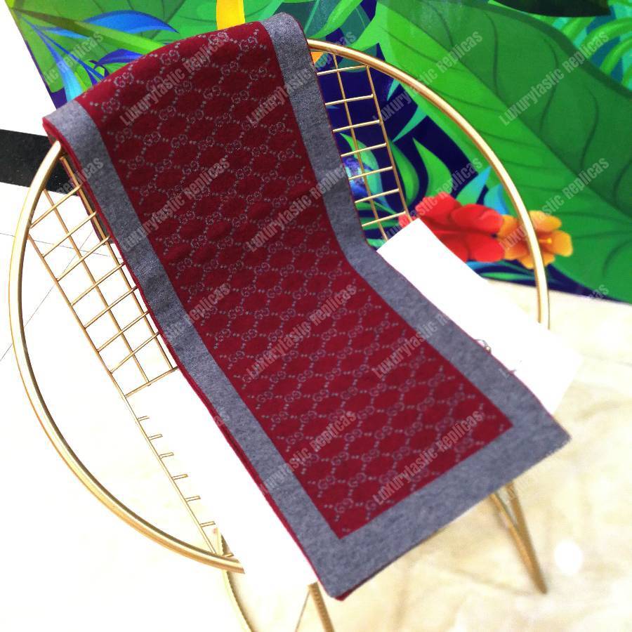 G*u*i monogram gg wool scarf grey red