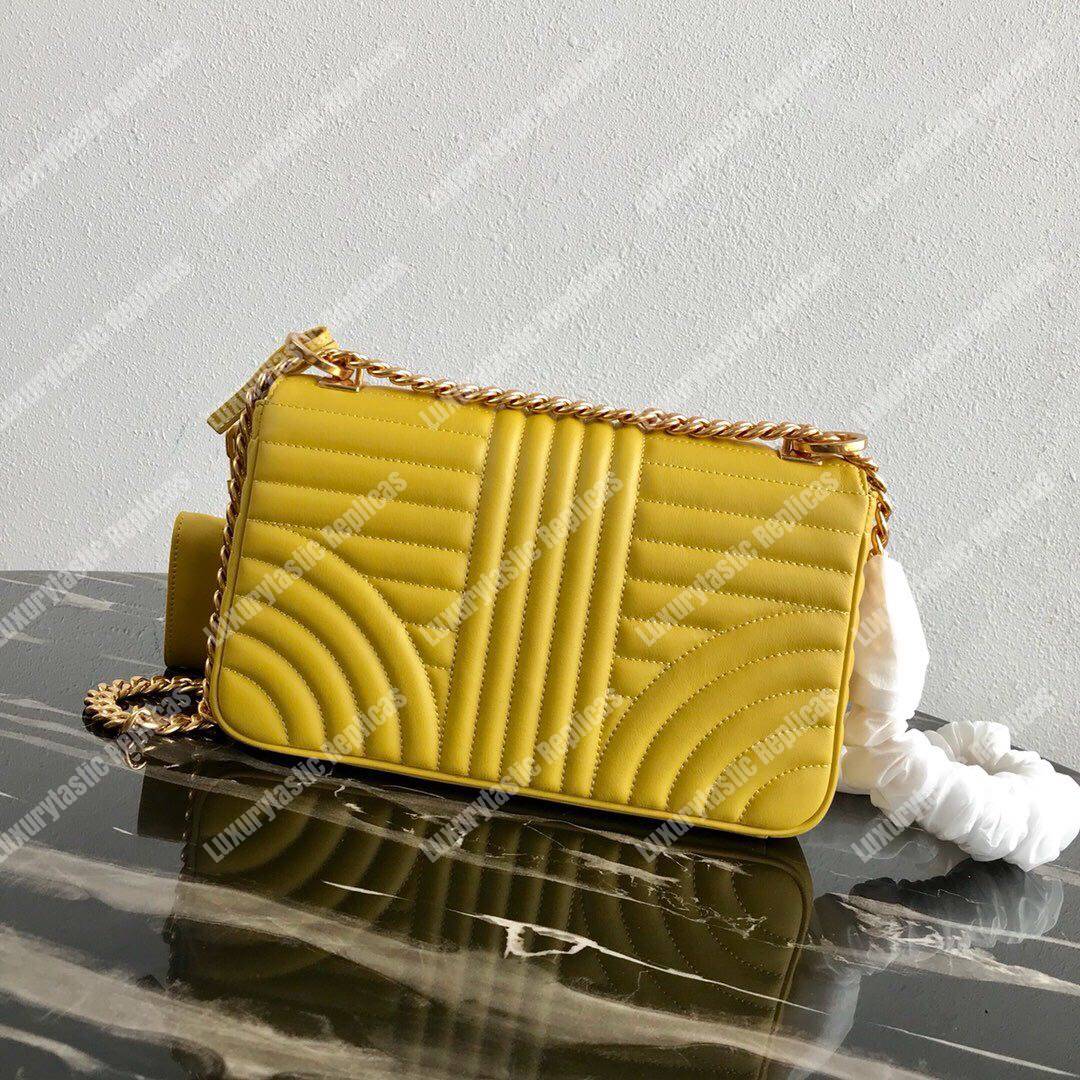 Pra*a diagramme medium leather bag yellow