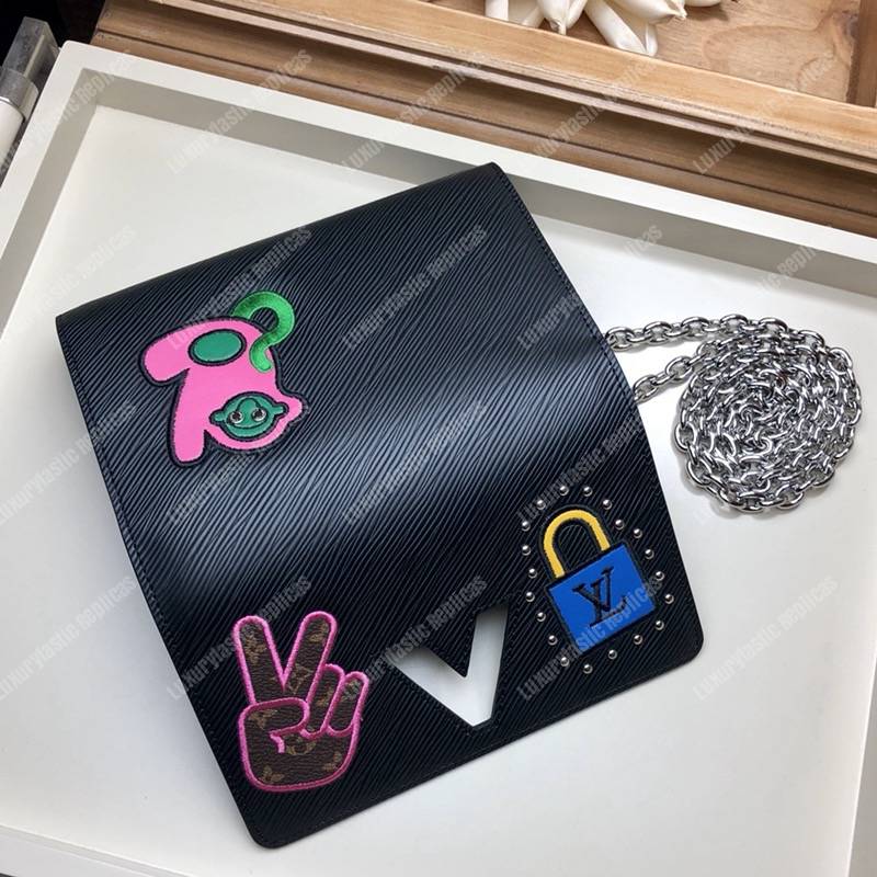 LV Special Edition Twist Chain Wallet Epi Leather in Black