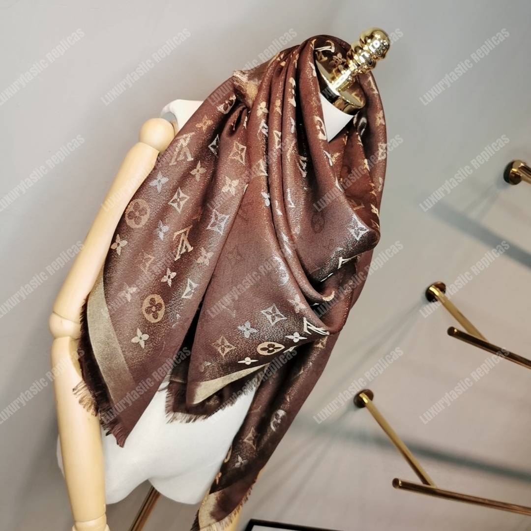 LV Monogram Shine Shawl Brown