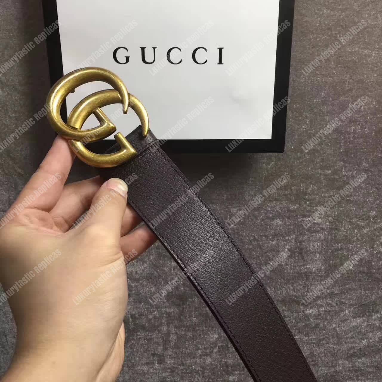 G*u*i brown leather belt with double g buckle