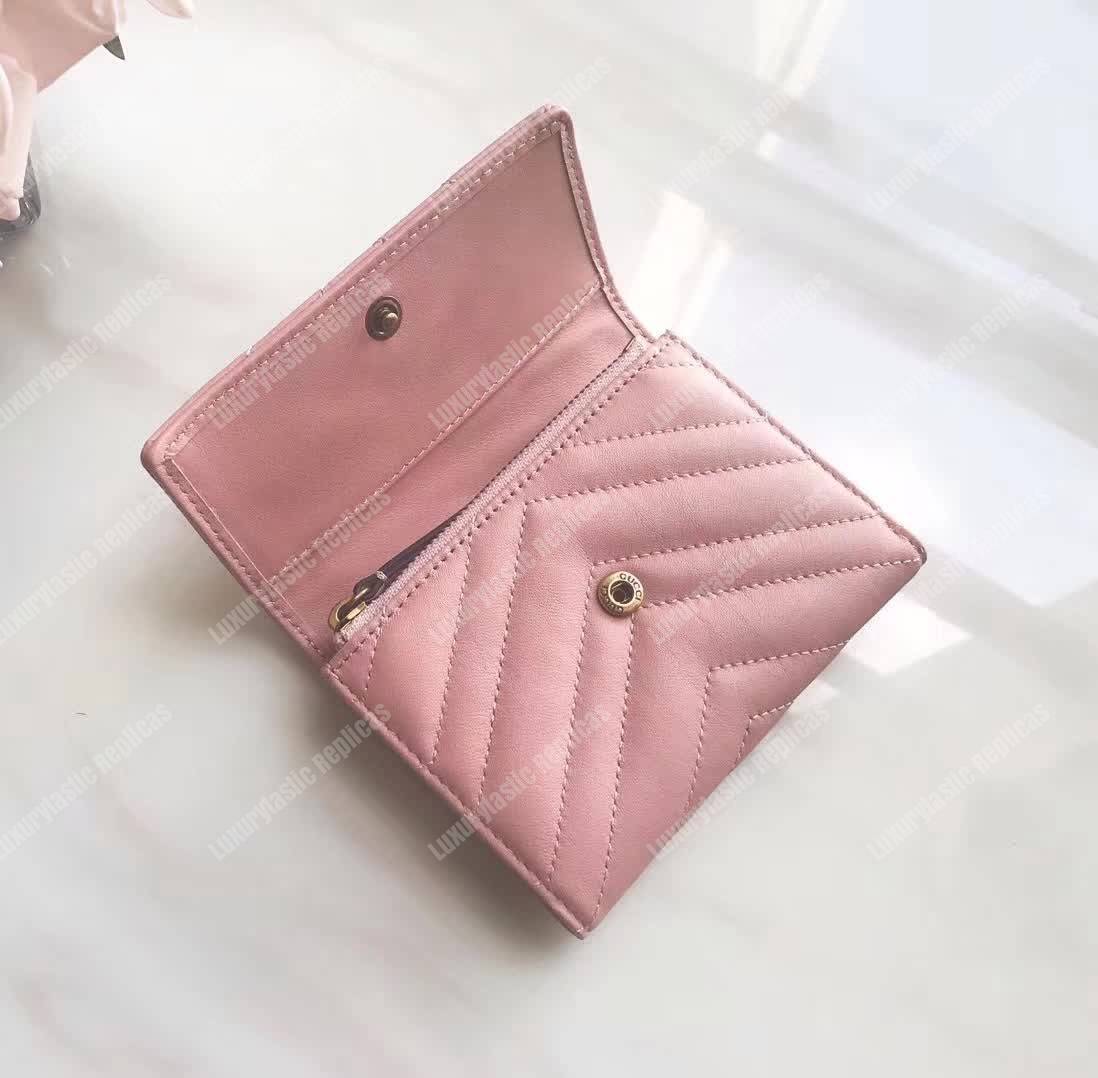 G*u*i gg marmont matelassé wallet baby pink