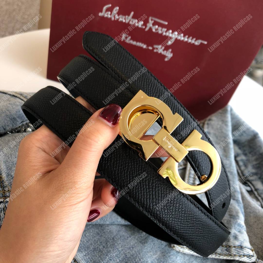 Salvatore Ferragamo Adjustable Gancini Belt Black