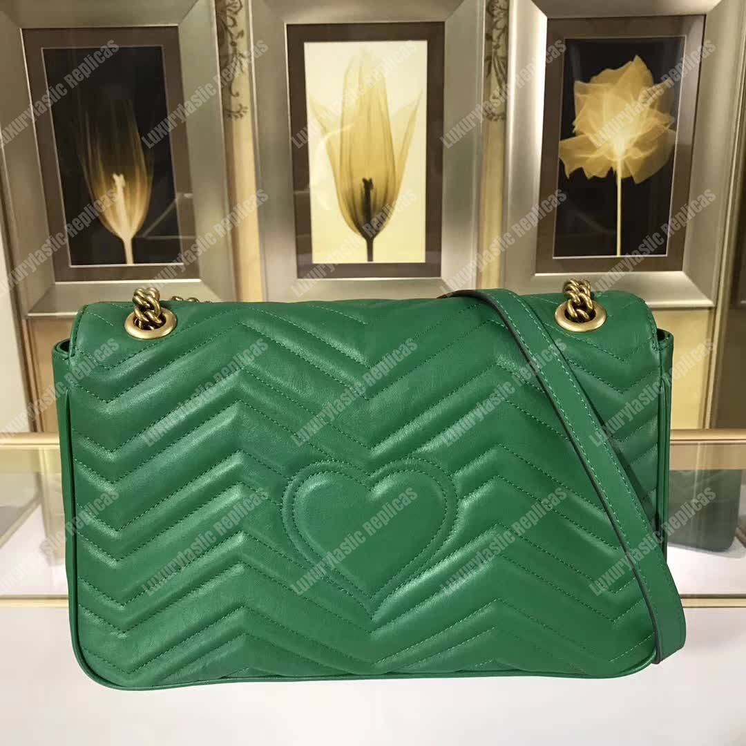 G*u*i gg marmont medium matelasse shoulder bag emerald green