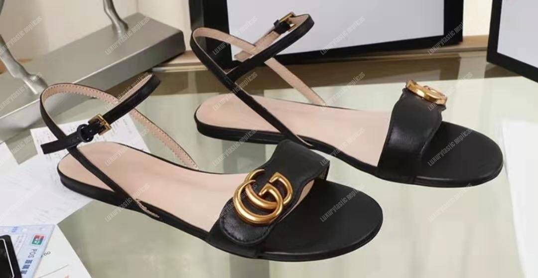 G*u*i leather double g sandal black