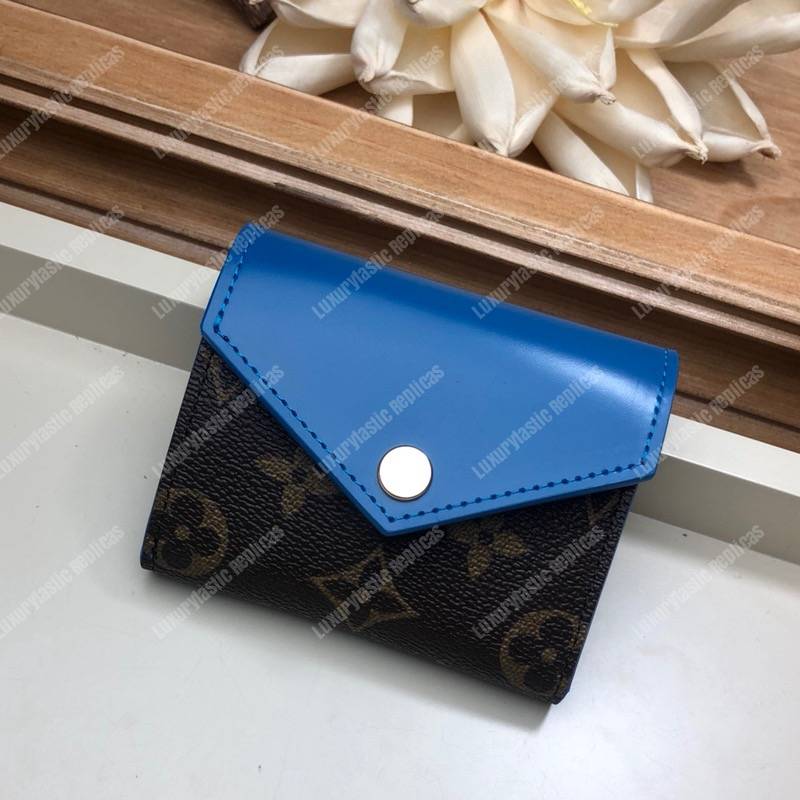 LV Zoé Wallet Monogram Bleu Jean colored leather