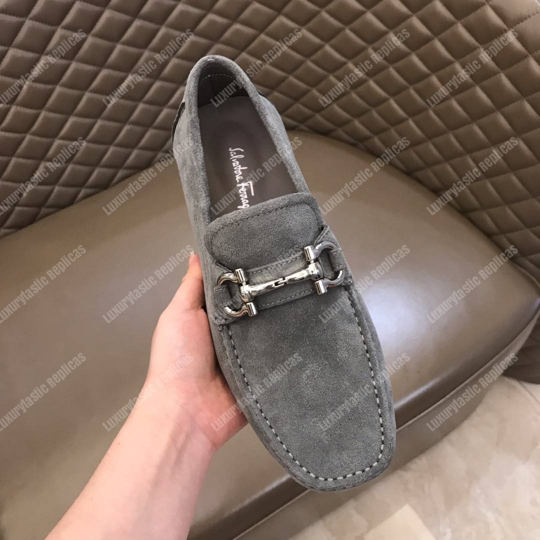 Salvatore Ferragamo Gancini Driving Shoe Gray