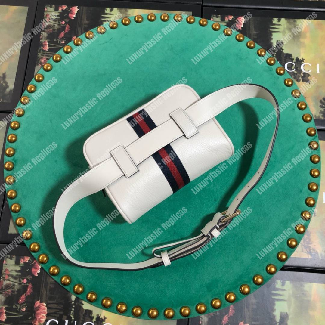 G*u*i ophidia white leather small belt bag
