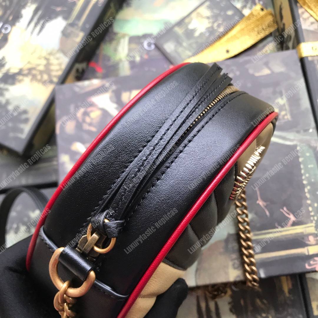 G*u*i gg marmont mini round shoulder bag beige black
