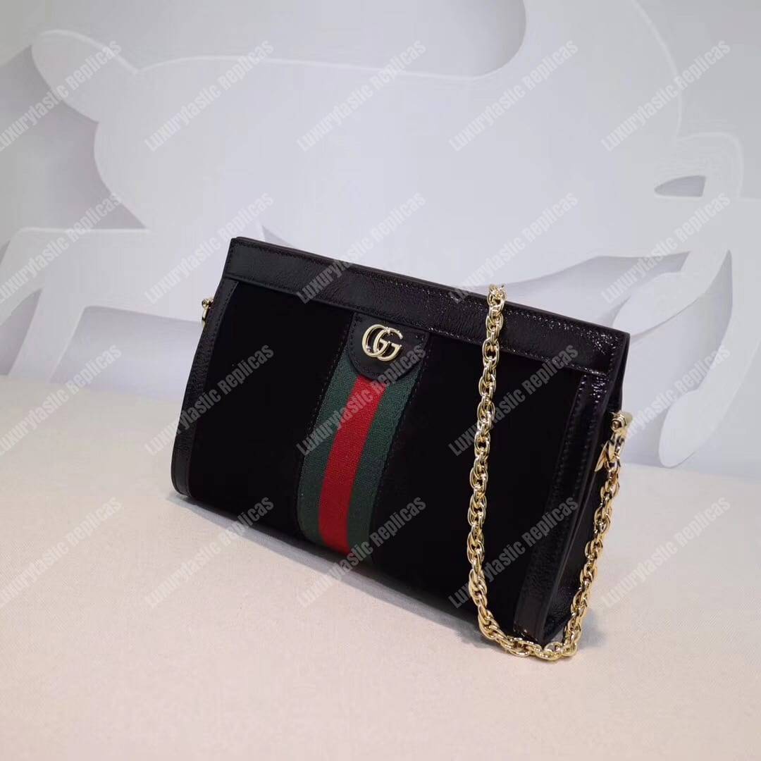 G*u*i ophidia suede small shoulder bag black