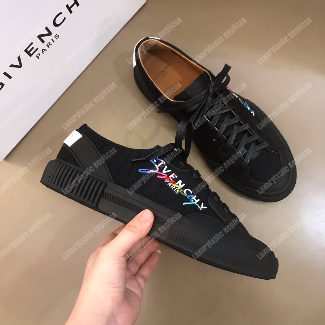 Givenchy Canvas Low-Top Sneakers Black/Multi Colour Print