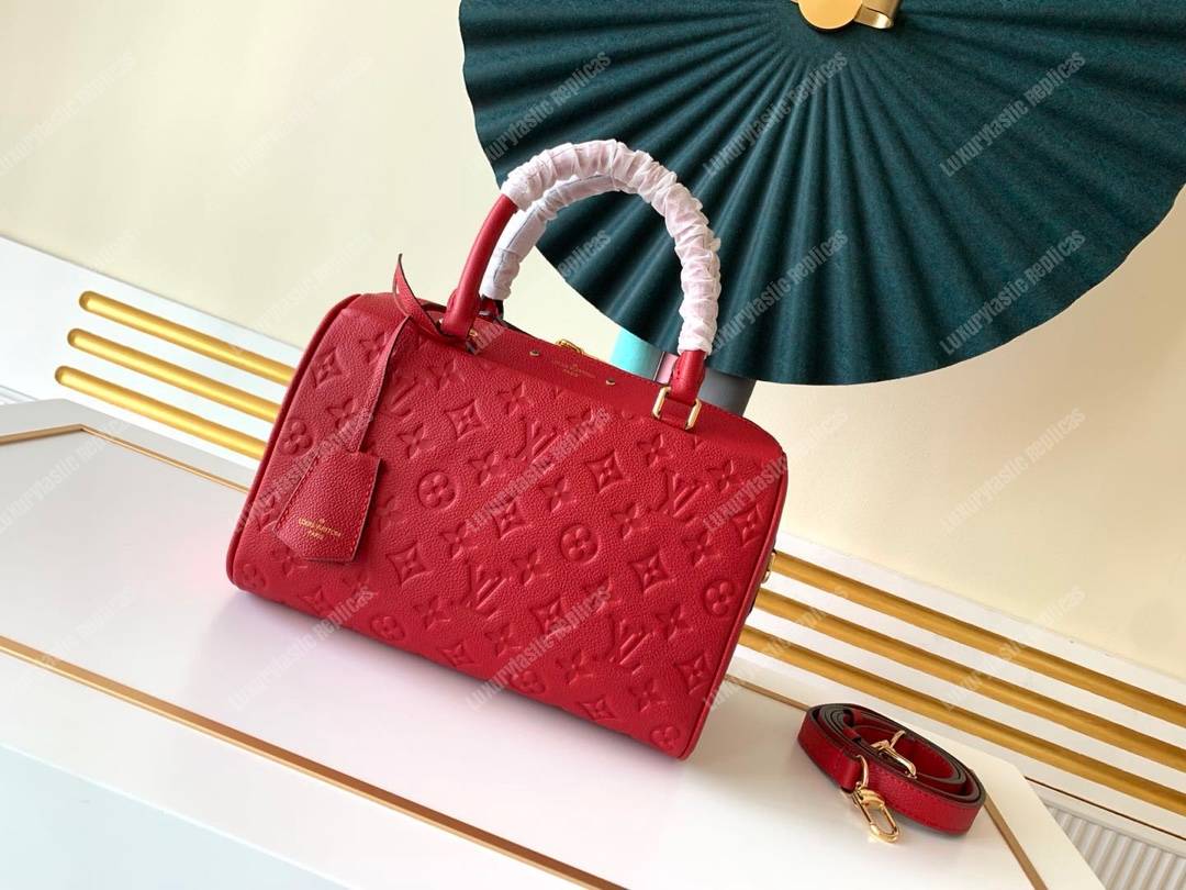 LV Speedy Bandouliere 25 Monogram Empreinte Leather Scarlet