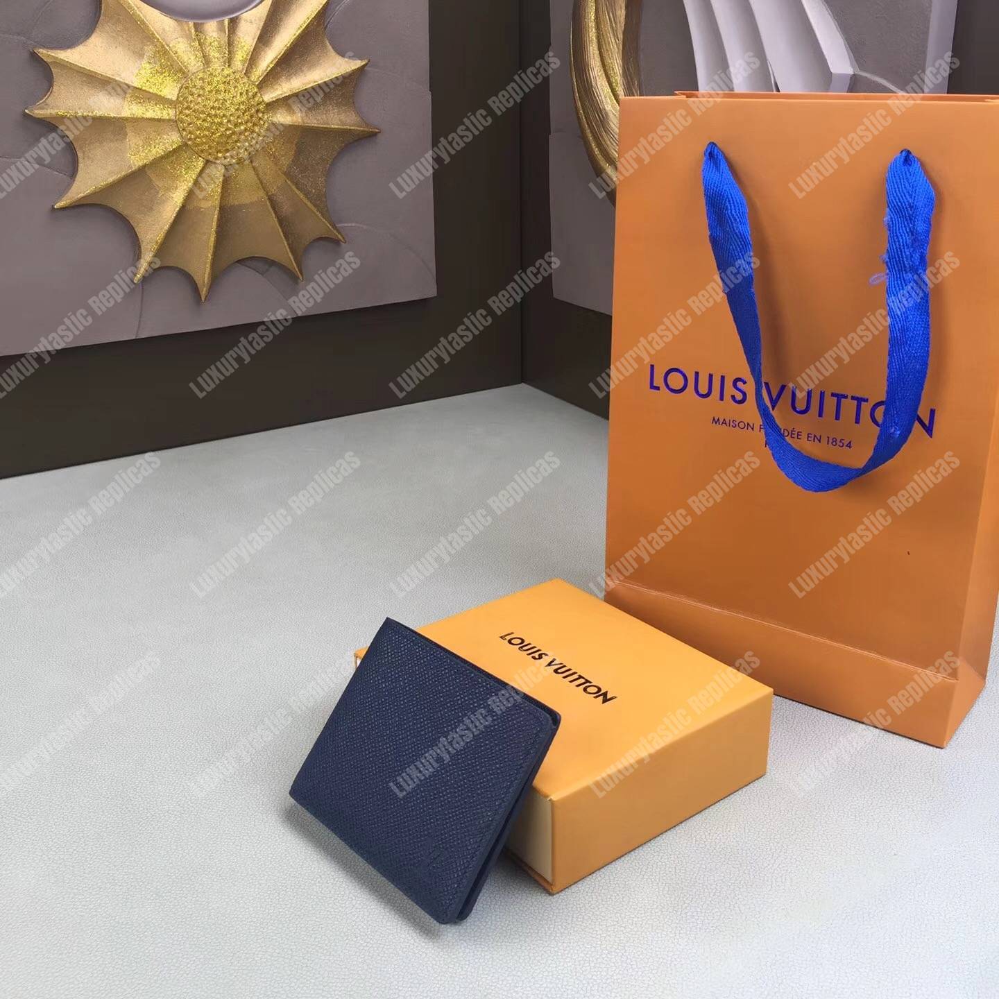 LV Slender ID Wallet Taiga Leather Bleu Marine