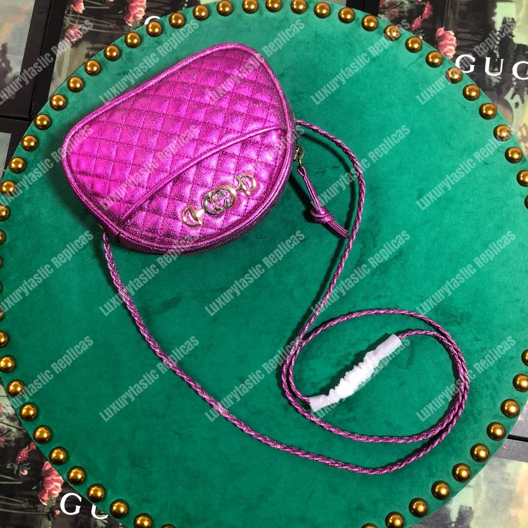 G*u*i laminated leather mini bag purple