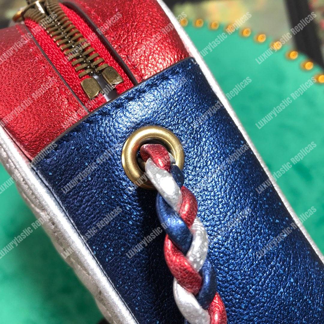 G*u*i laminated leather small shoulder bag blue/red