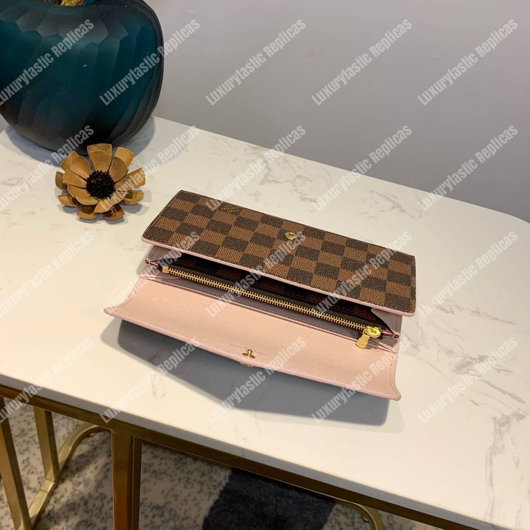 LV Sarah Wallet Damier Ebine Rose Ballerine Pink