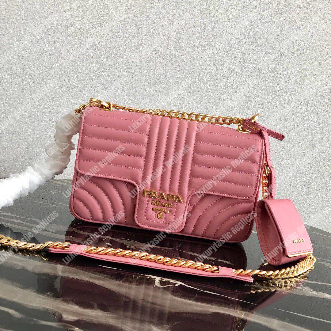 Pra*a diagramme medium leather bag pink