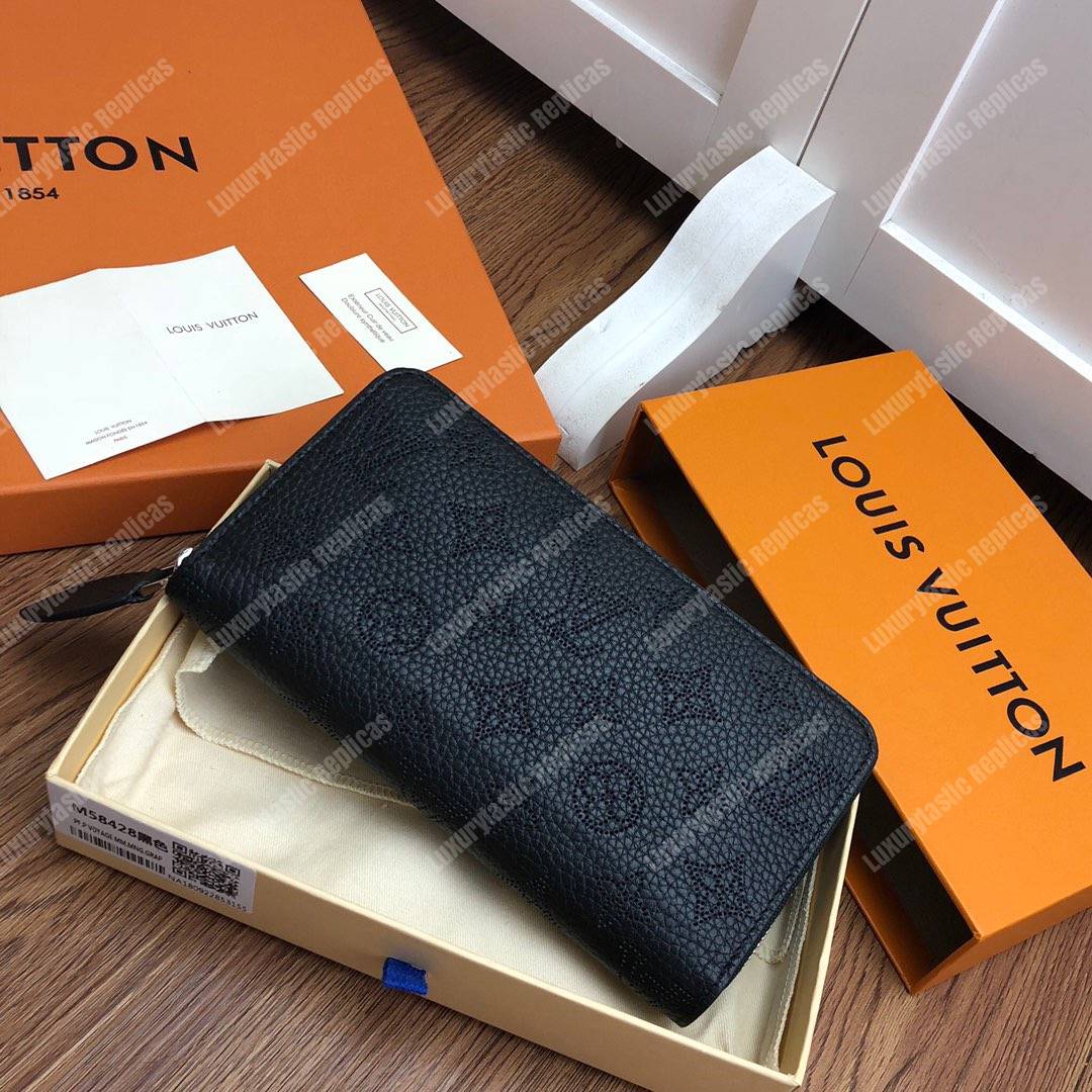 LV Zippy Wallet Mahina Leather Noir