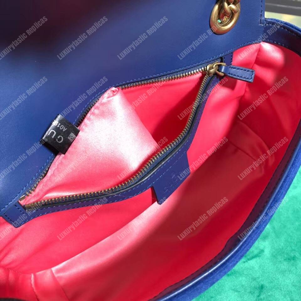 G*u*i gg marmont velvet small shoulder bag cobalt blue