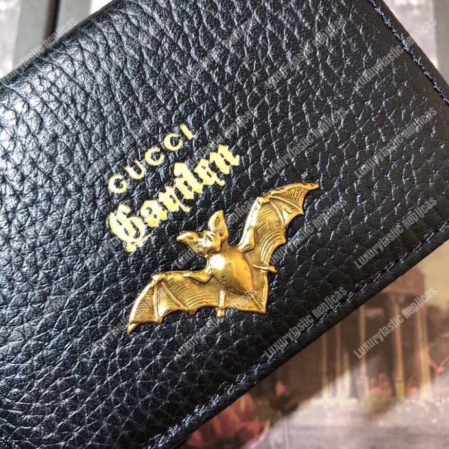 G*u*i garden leather wallet black with bat