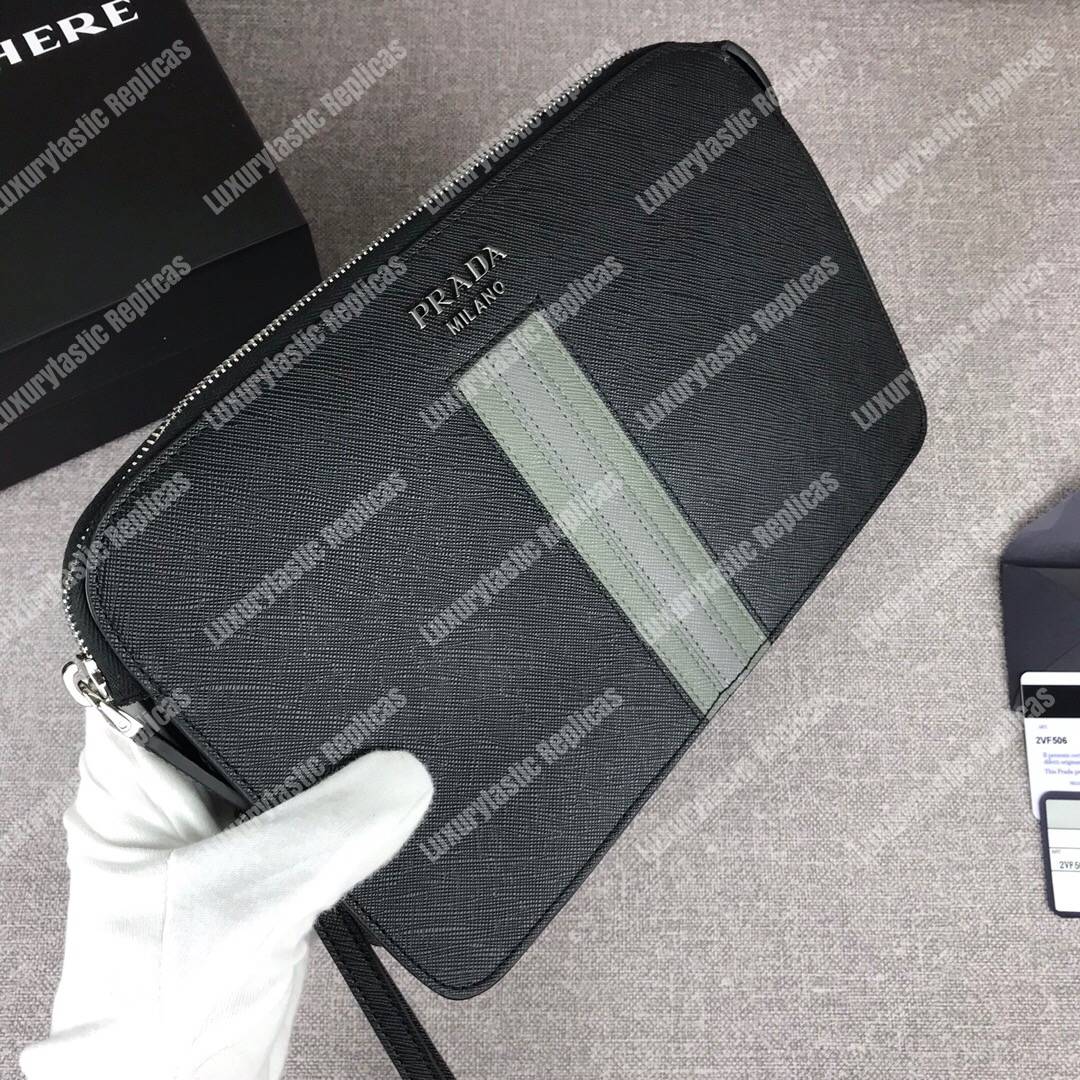Pra*a saffiano leather men’s bag grey