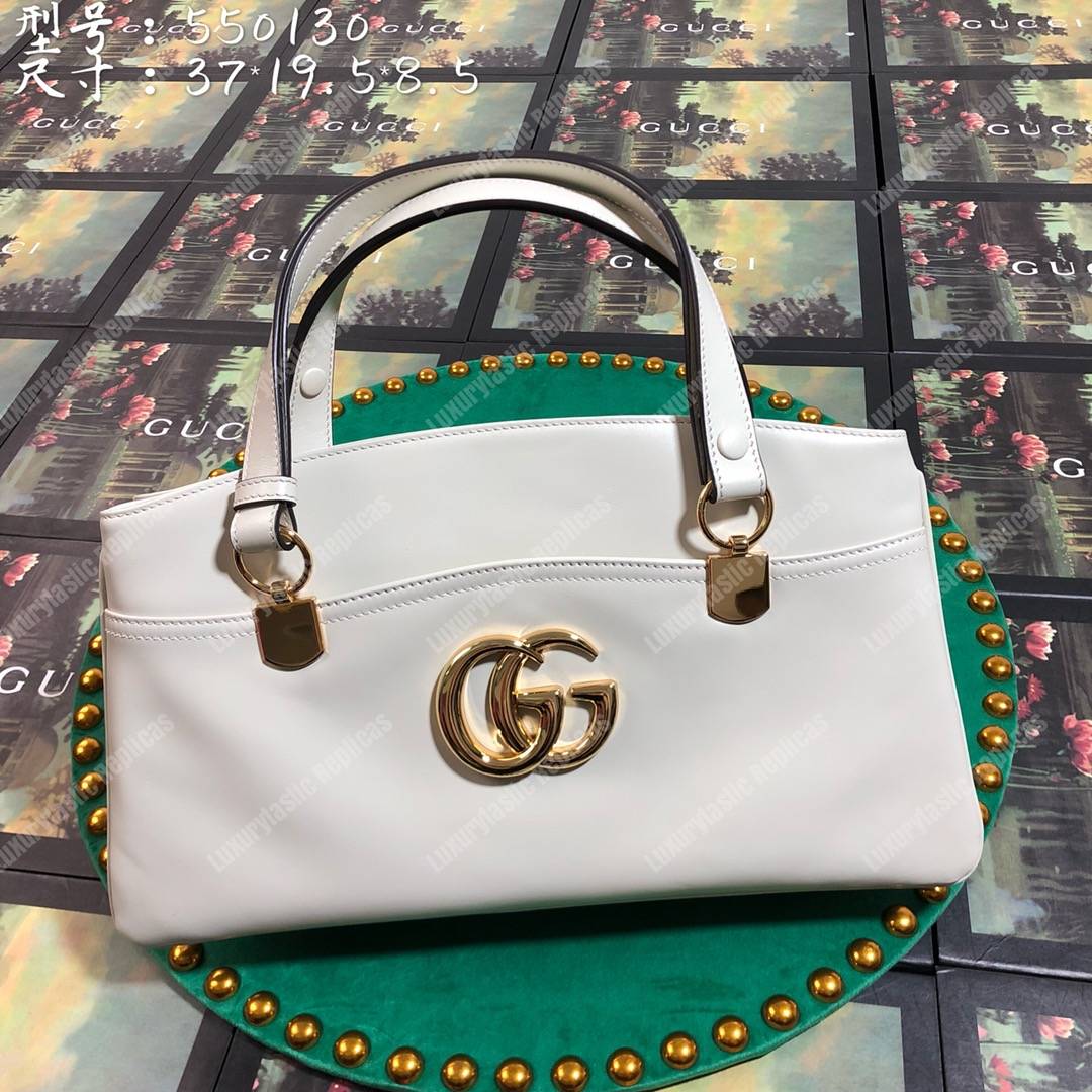 G*u*i arli large top handle bag white