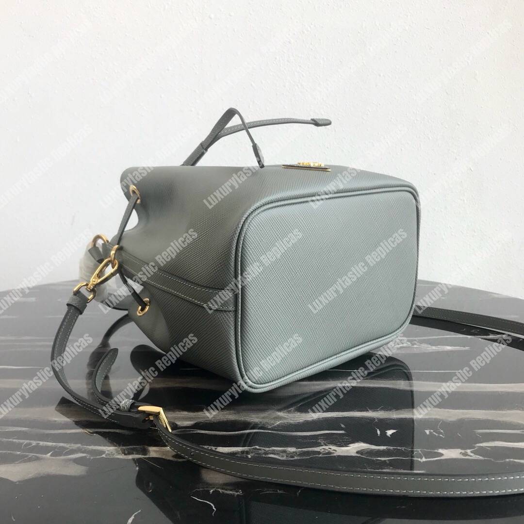 Pra*a saffiano leather bucket bag grey