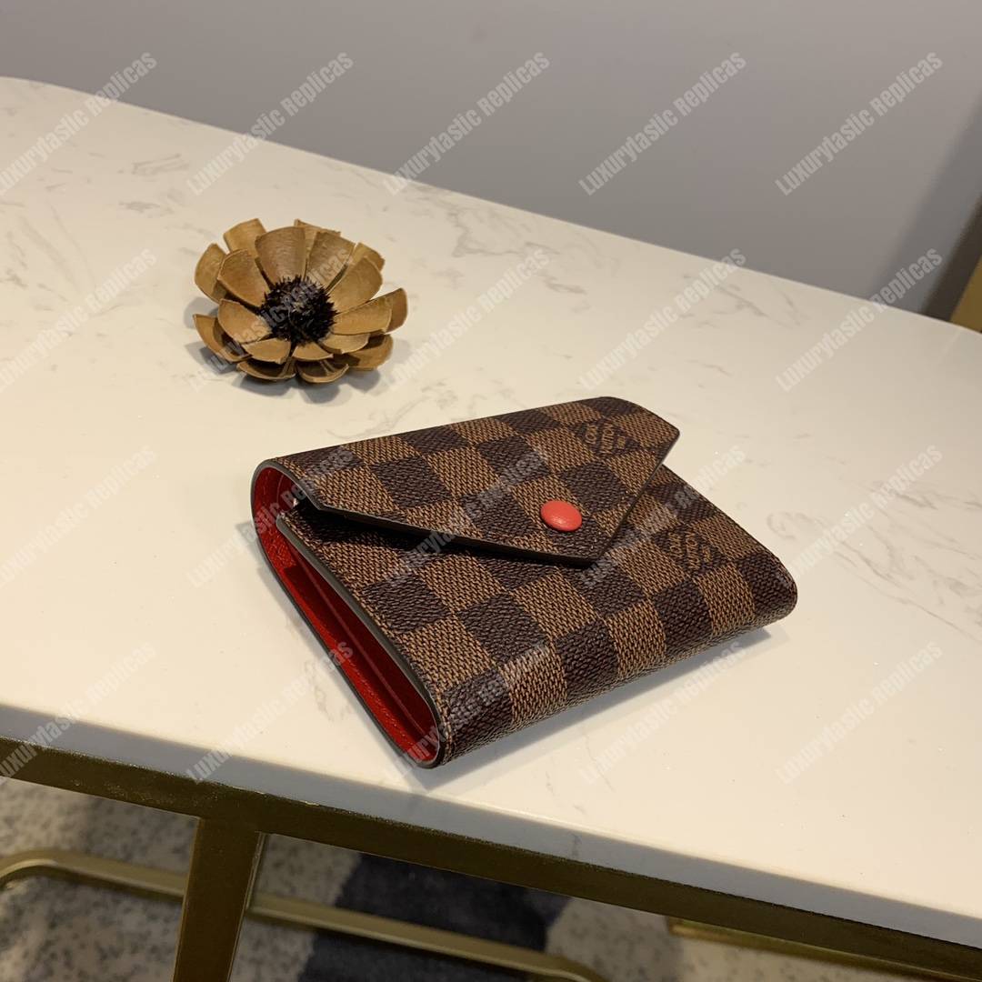 LV Victorine Wallet Damier Ebene Cerise Red