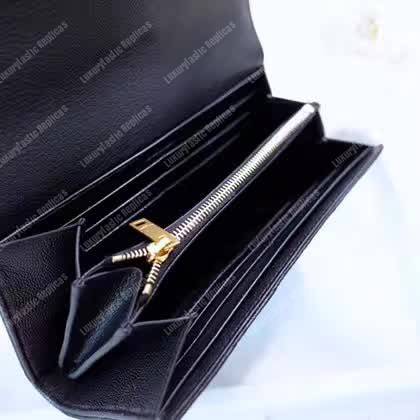 Saint Laurent Monogram Large Flap Wallet Black De Poudre