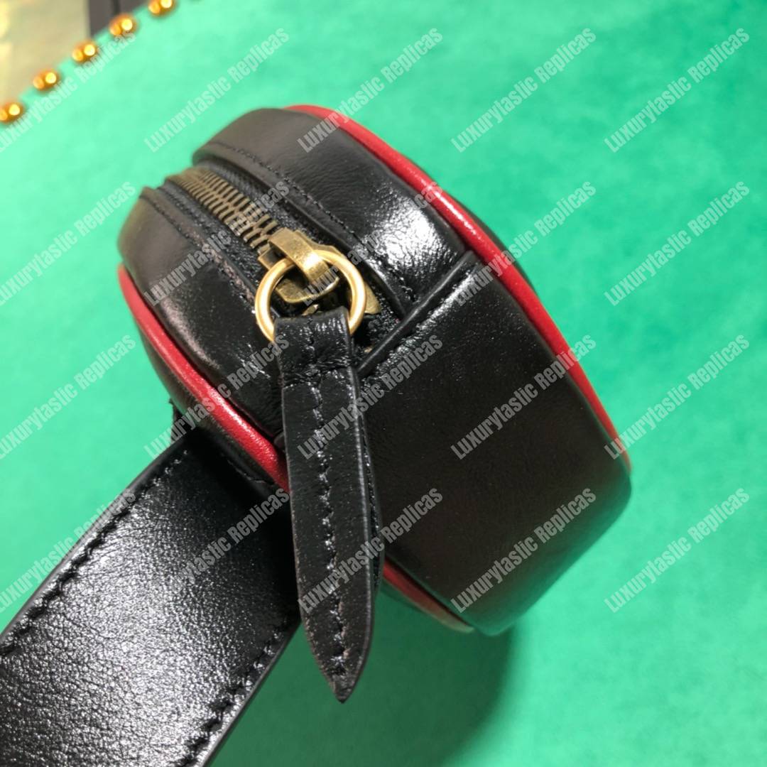 G*u*i gg marmont black cerise matelassé leather belt bag