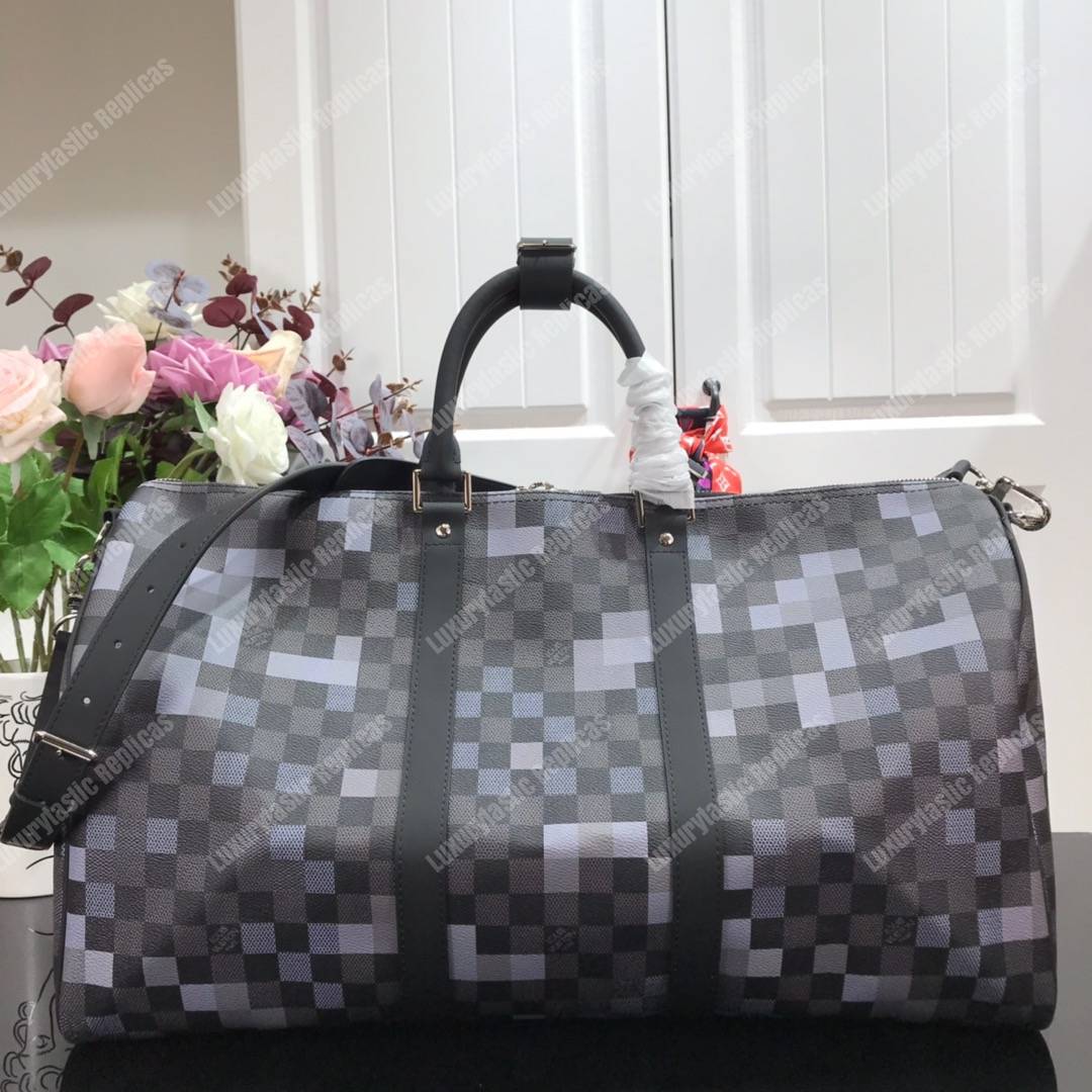 LV Keepall Bandoulière 50 Gray Pixel