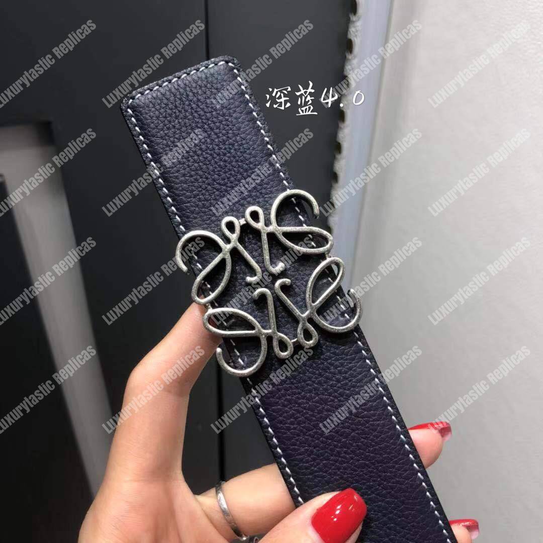 Loewe Reversible Anagram Belt 4 Cm Navy Blue