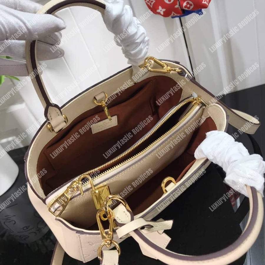 LV Montaigne BB Monogram Empreinte Leather Crème