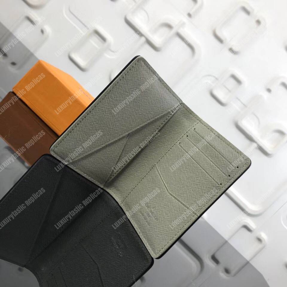 LV Pocket Organizer Taiga Leather Silver