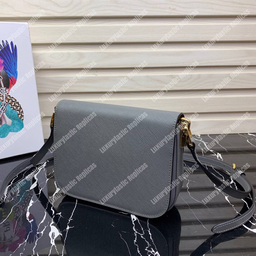 Pra*a emblème saffiano leather bag grey