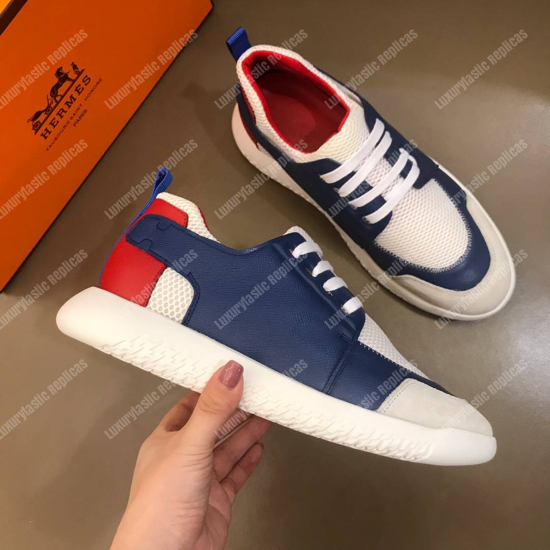 H**mes vitesse sneaker blanc/bleu royal/rouge