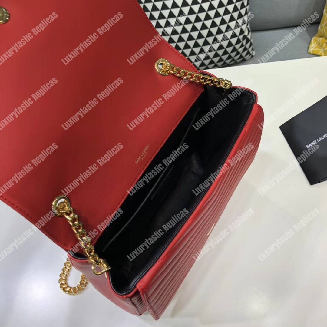 Saint Laurent Sulpice Medium In Matelassé Leather Eros Red