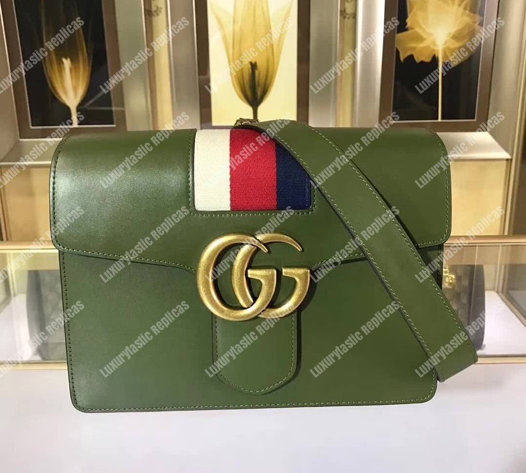 G*u*i gg marmont stylish striped canvas bag green