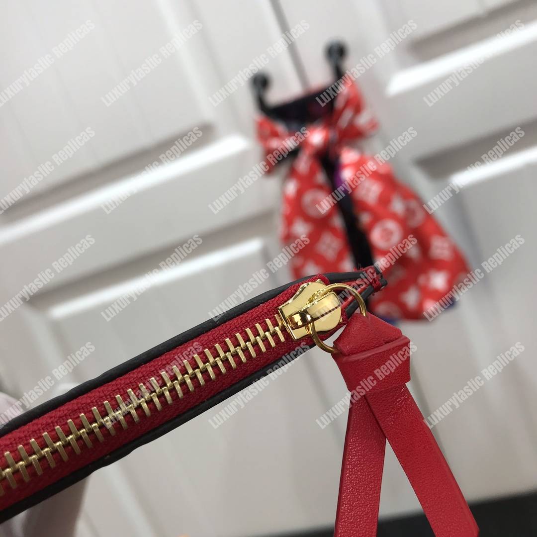 LV Pochette Felicie Monogram Vernis Leather Cerise