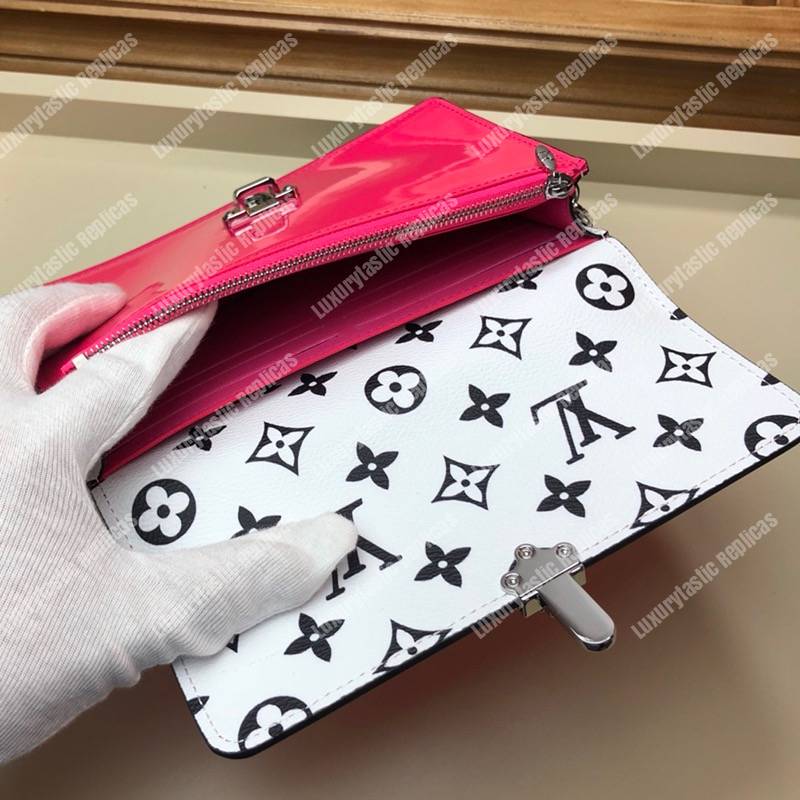 LV Cherrywood Chain Wallet Patent Leather Monogram Berlingot Pink