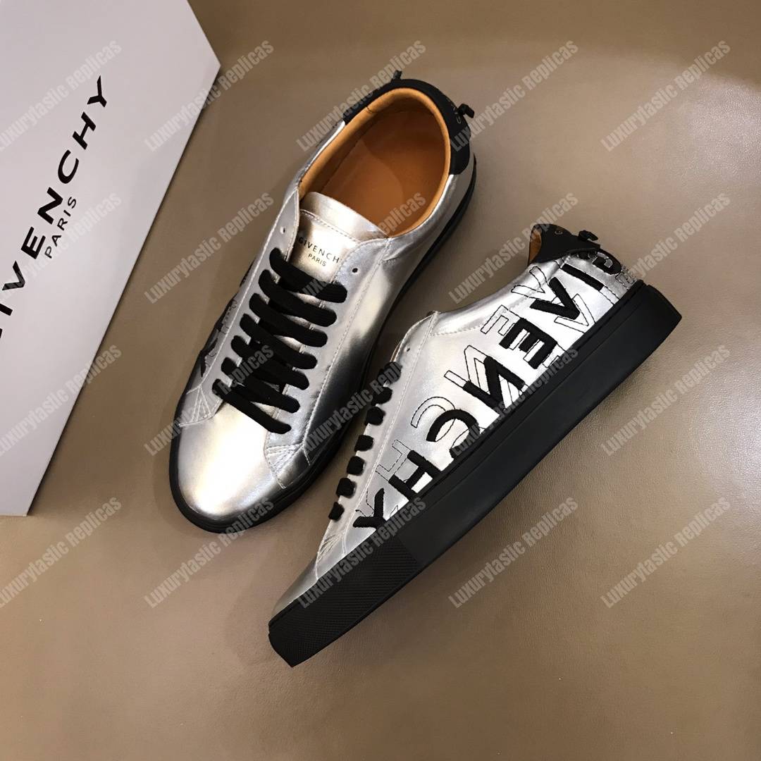 Givenchy Shading Sneakers In Metallized Leather Silver