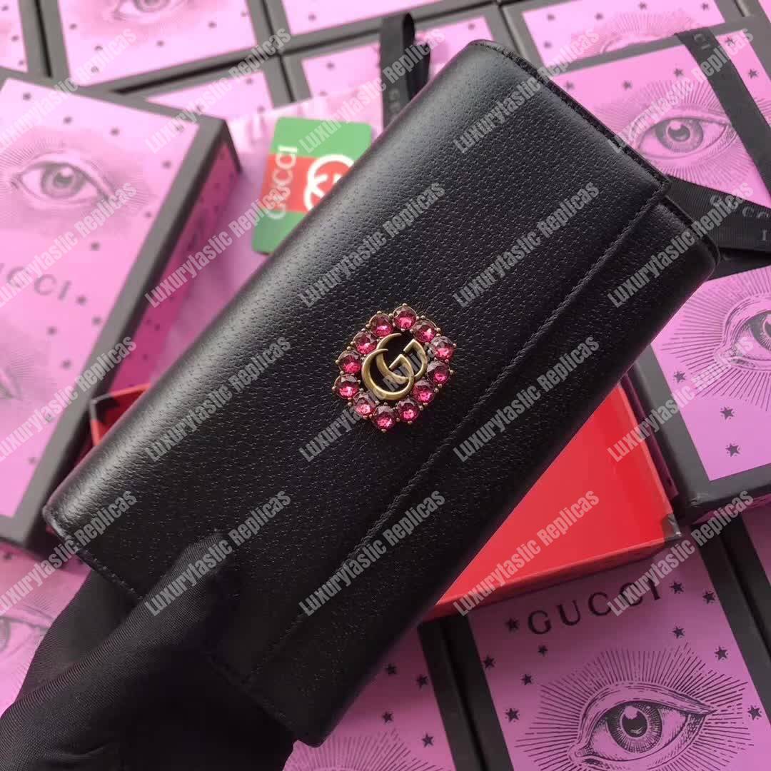 G*u*i leather continental wallet black