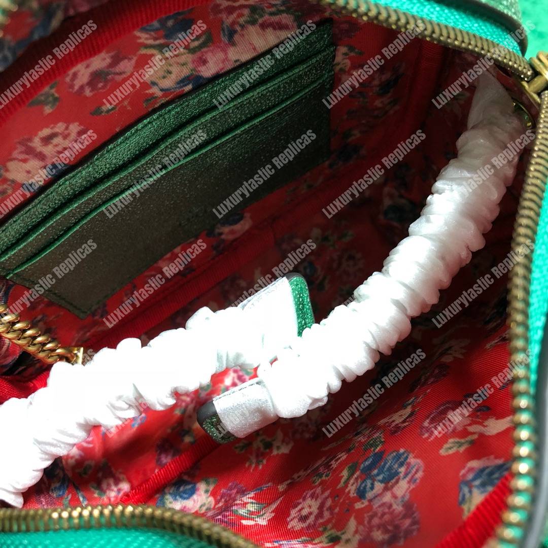 G*u*i mini laminated leather bag green