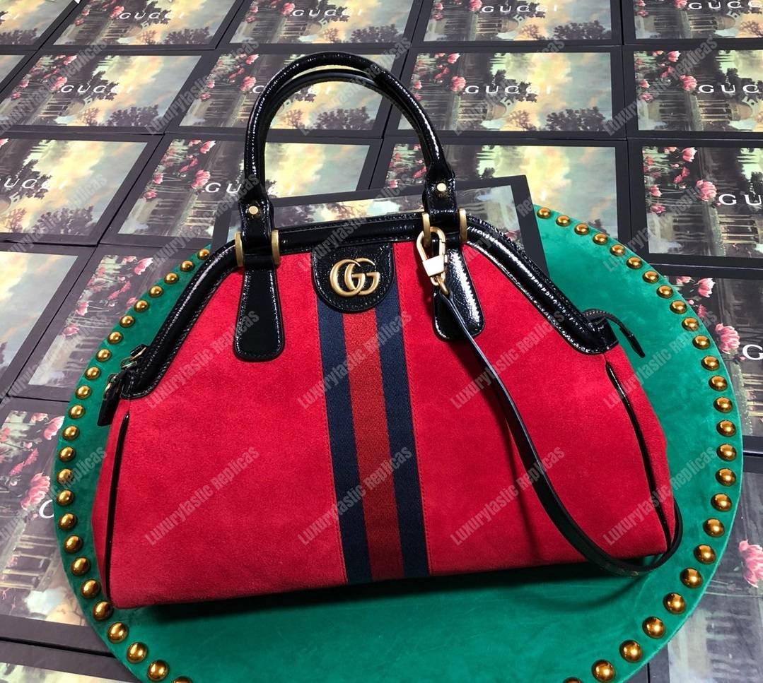G*u*i re(belle) medium shoulder bag suede red