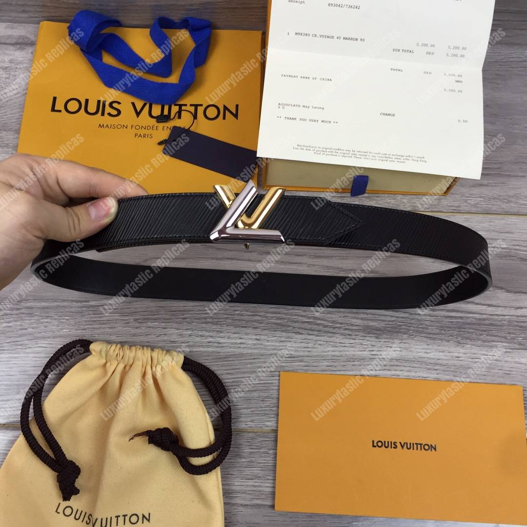 LV Twist 30MM Epi Leather Belt Black