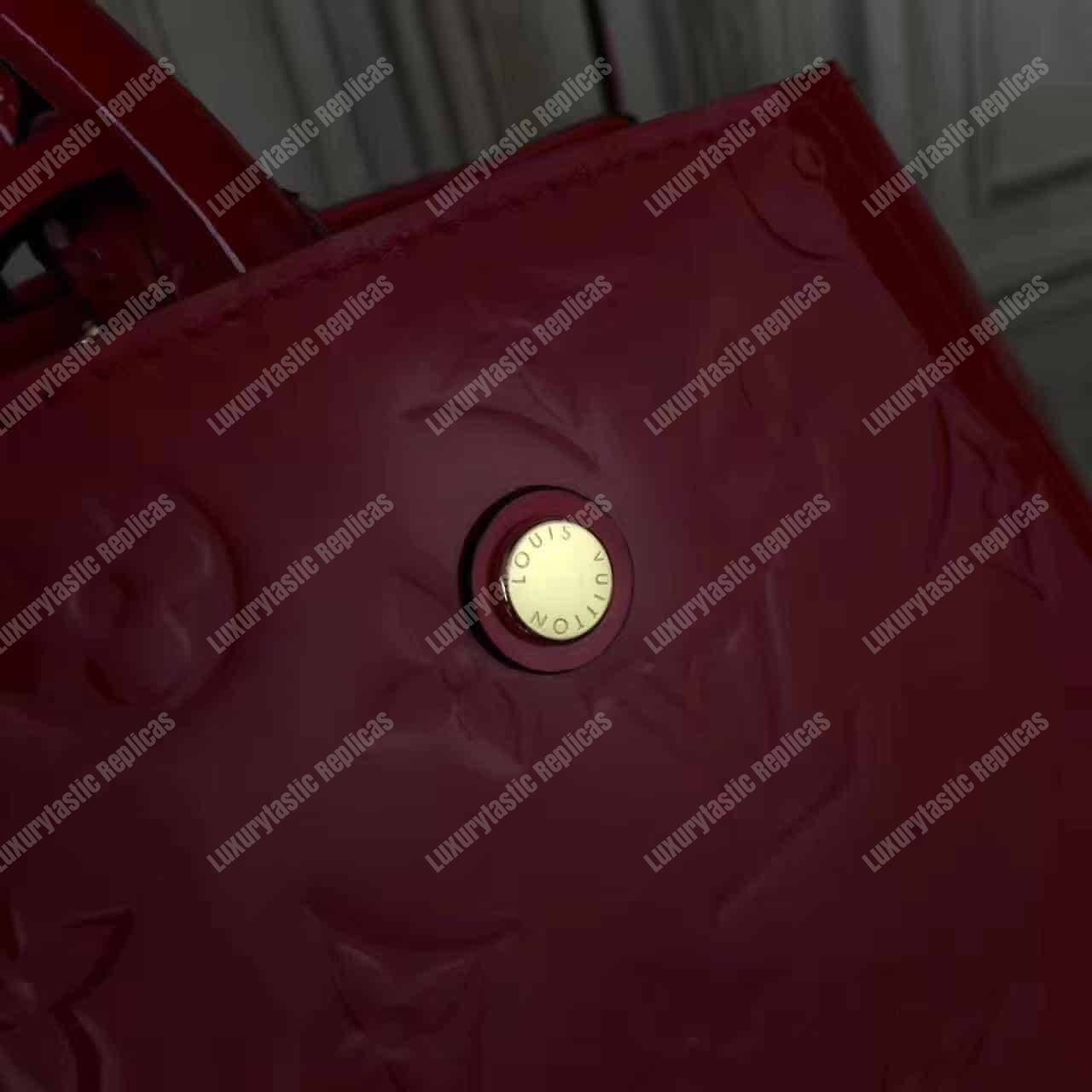 LV Montaigne MM Tote Bag Monogram Vernis Red