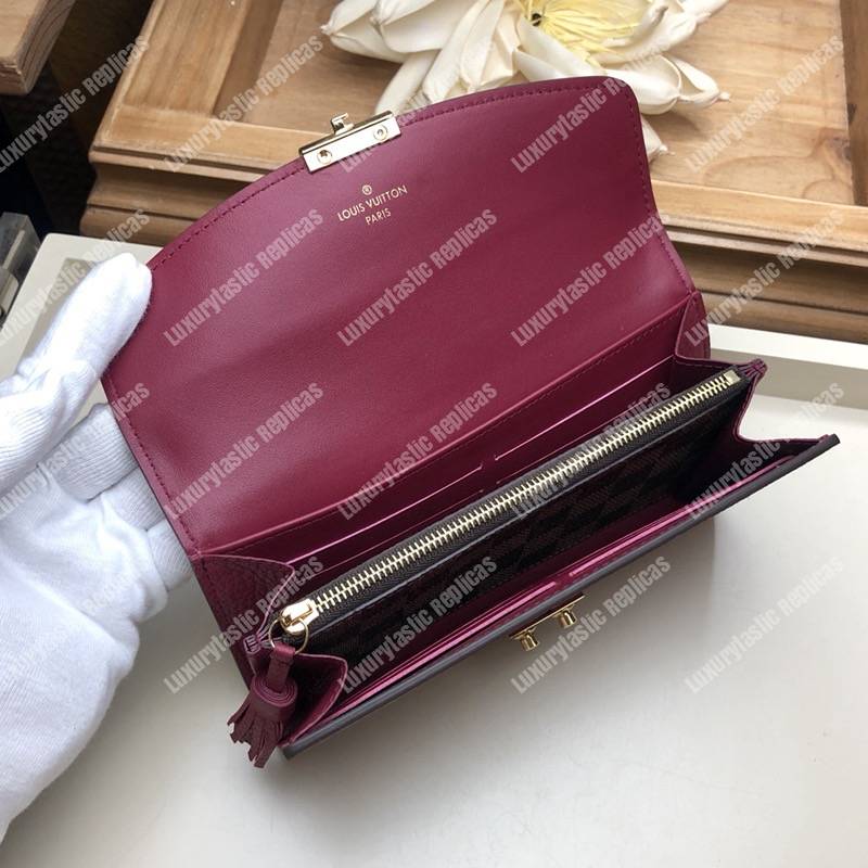 LV Croisette Wallet Damier canvas w/ grained leather Lie De Vin