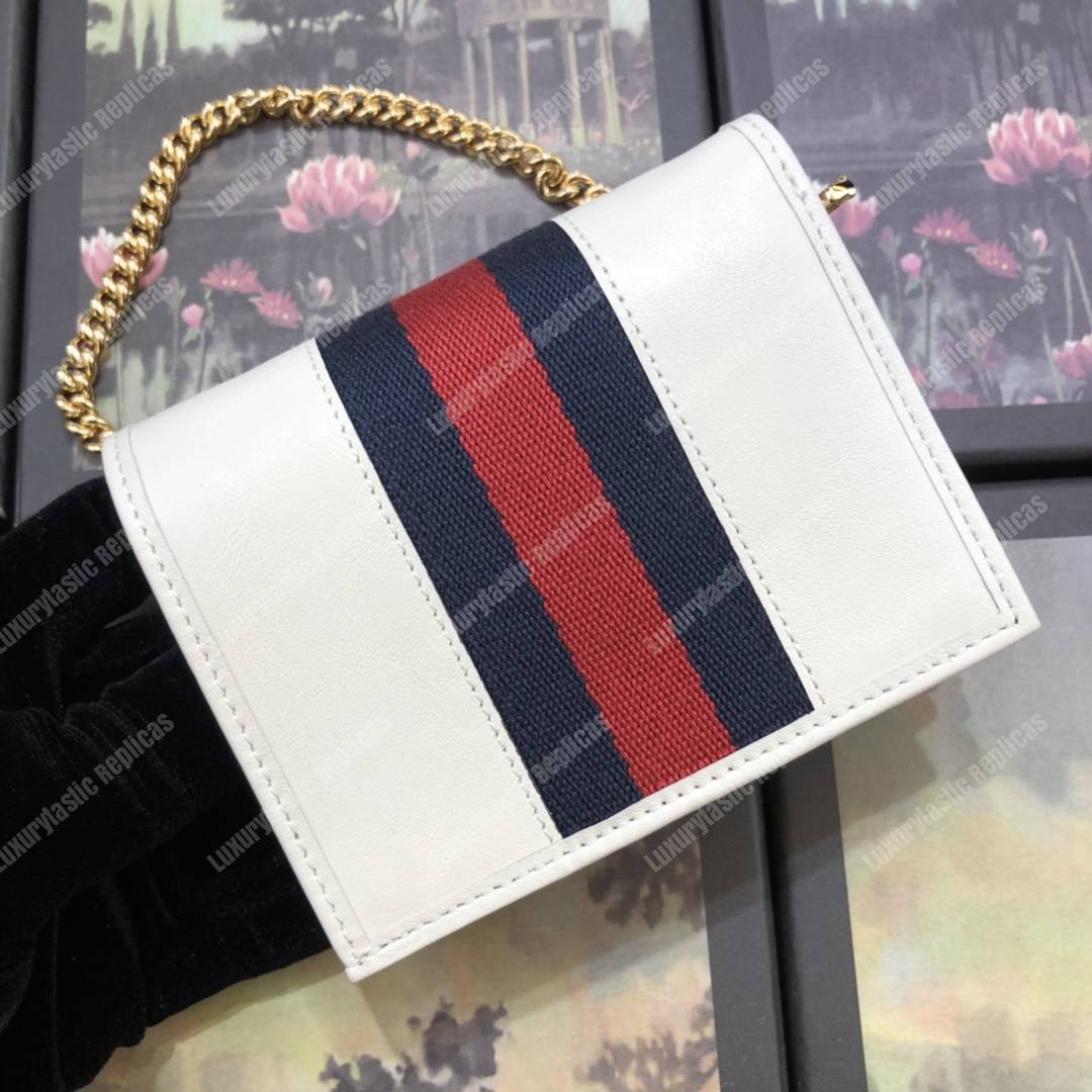G*u*i rajah chain card case wallet white