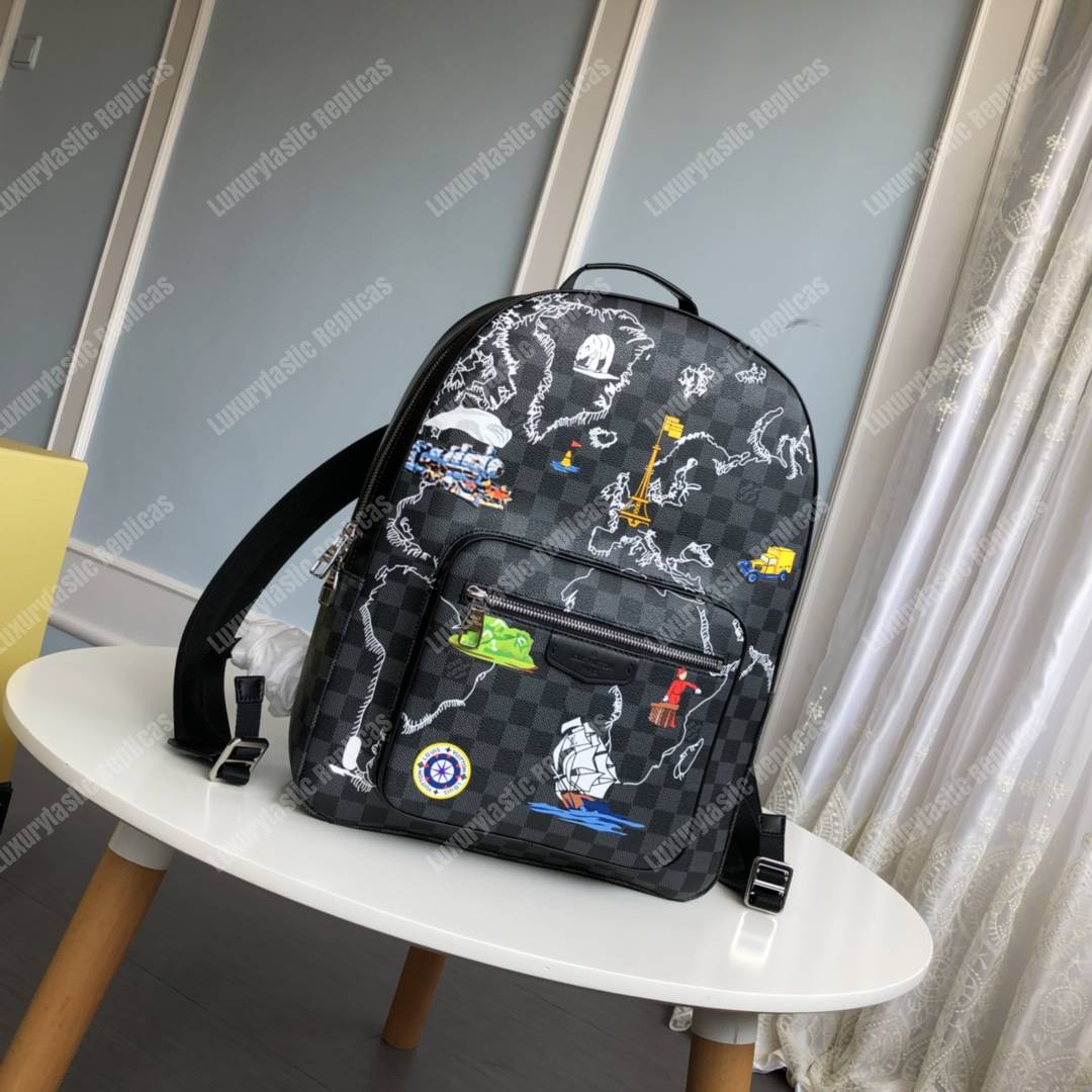 LV Josh Backpack Damier Graphite Canvas World-Map Print