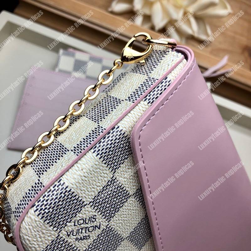 LV Pochette Félicie Damier Azur Soft Canvas Eau de Rose